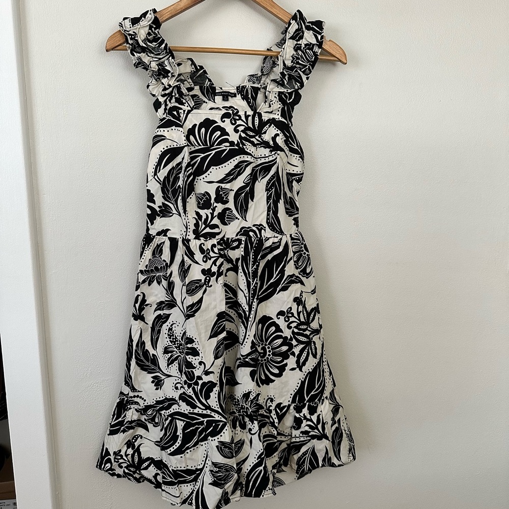 Hawaiian Print Bow Tie Open Back Dress